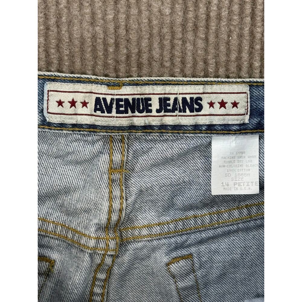 Avenue Jeans High Waisted Mom Jeans Tapered Leg Blue 14 Petite Made In USA - Picture 2 of 7